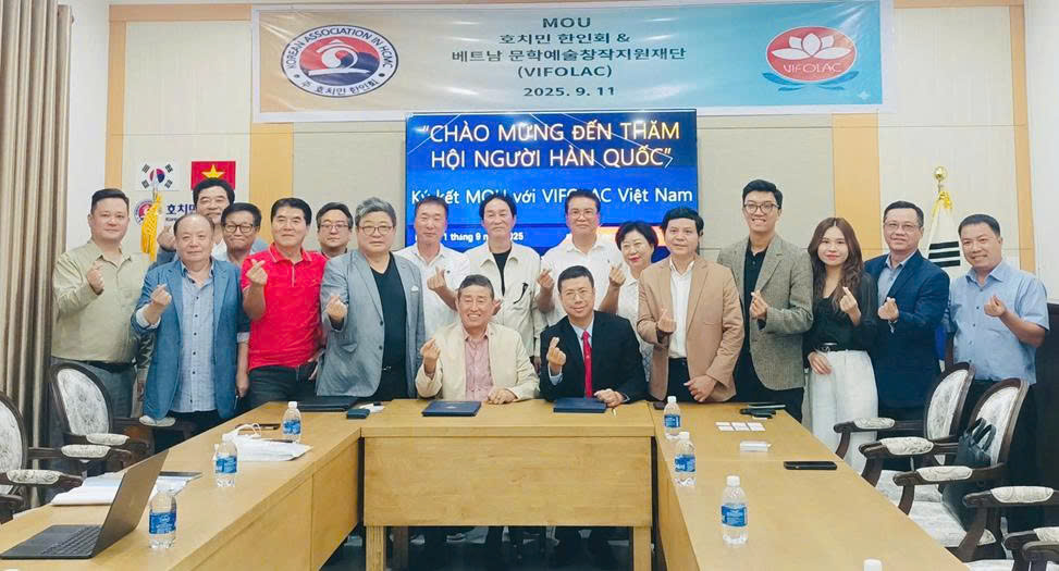 Ghi nhớ hợp tác giữa Quỹ Hỗ trợ Sáng tạo Văn học Nghệ thuật Việt Nam và Hiệp hội Người Hàn Quốc tại TP.HCM  - 3