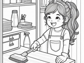 Tranh tô màu dạy tập làm việc nhà giúp bố mẹ, nuôi dưỡng tính tự lập