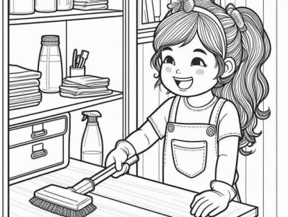 Gia đình - Tranh tô màu dạy tập làm việc nhà giúp bố mẹ, nuôi dưỡng tính tự lập