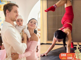 Đẻ con lai với chồng Tây, cô giáo Hồ Ngọc Hà giờ da mượt dáng xinh, cảnh tập thể dục sau sinh khiến người xem nín thở