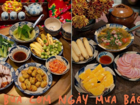 Những mâm cơm giản dị cho ngày mưa bão