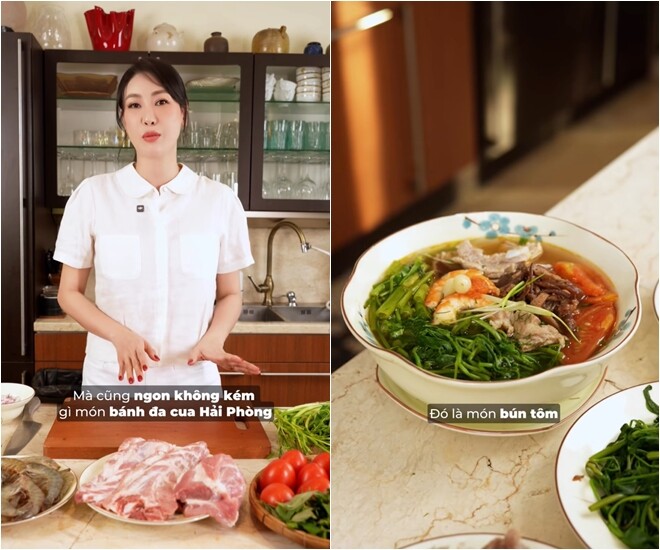 &#34;Hoa hậu nhà trăm tỷ&#34; đeo nhẫn kim cương vào bếp làm món đặc sản Hải Phòng, dàn sao Việt khen nức nở - 1