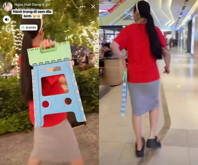 HH Ngọc Hân bầu sắp đẻ vẫn cực năng lượng: Tự tay trang trí cờ hoa cho khu phố, vác ghế đi xem A80 - 1