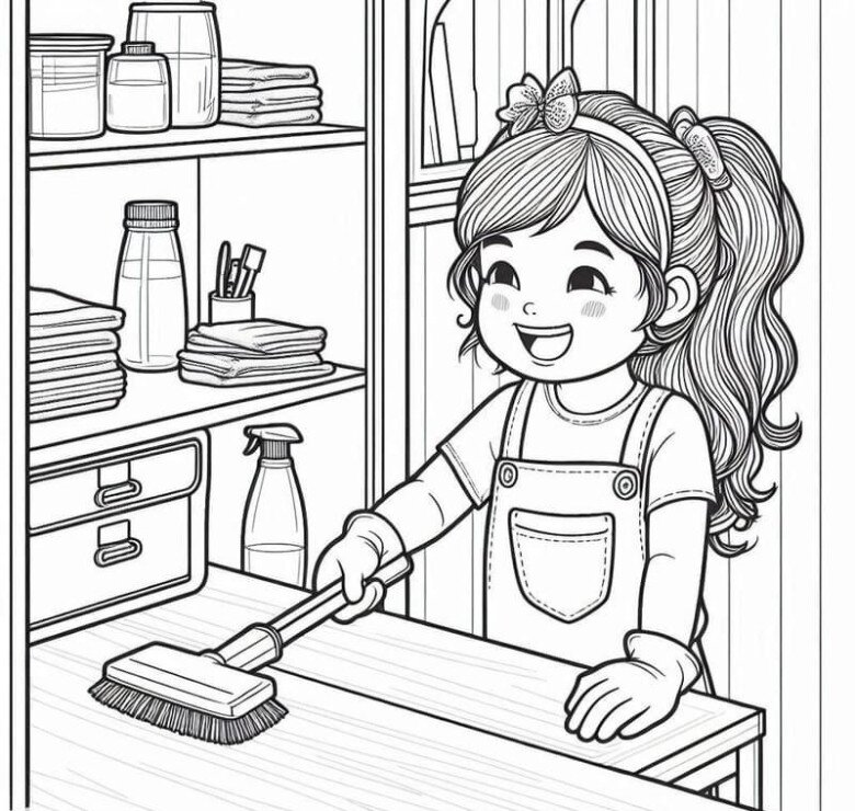 Tranh tô màu dạy tập làm việc nhà giúp bố mẹ, nuôi dưỡng tính tự lập - 10