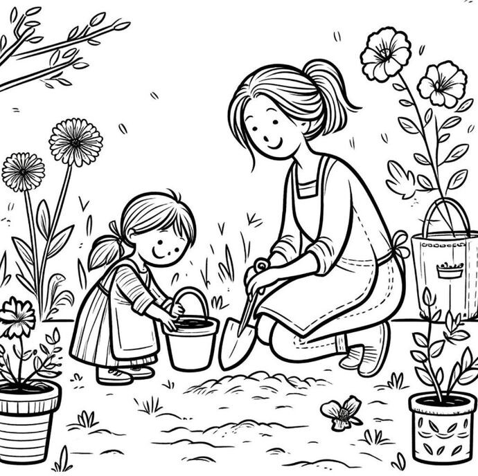 Tranh tô màu dạy tập làm việc nhà giúp bố mẹ, nuôi dưỡng tính tự lập - 11