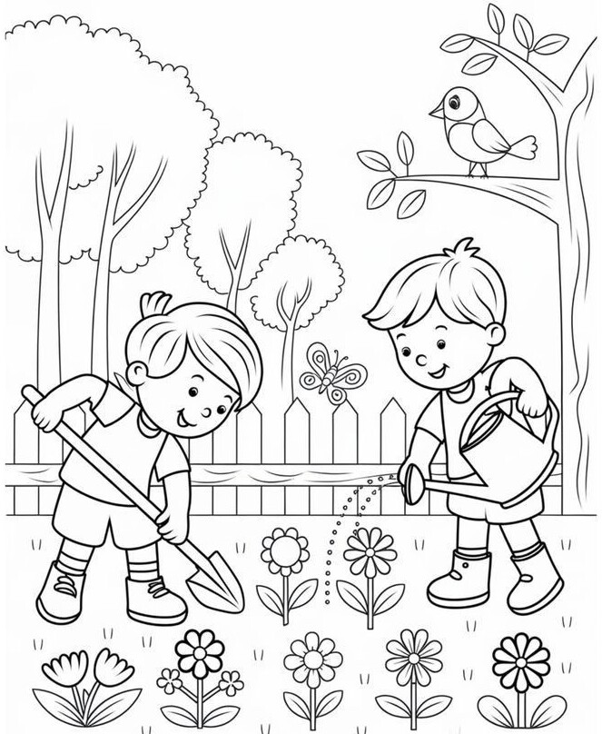 Tranh tô màu dạy tập làm việc nhà giúp bố mẹ, nuôi dưỡng tính tự lập - 13