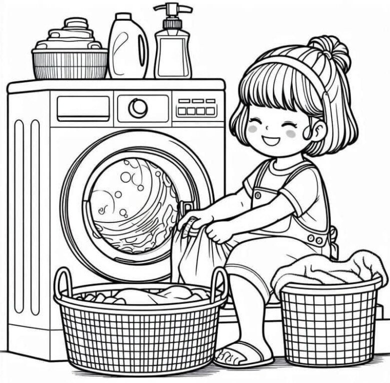 Tranh tô màu dạy tập làm việc nhà giúp bố mẹ, nuôi dưỡng tính tự lập - 2