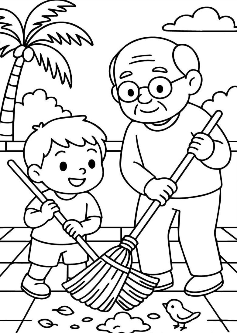 Tranh tô màu dạy tập làm việc nhà giúp bố mẹ, nuôi dưỡng tính tự lập - 5