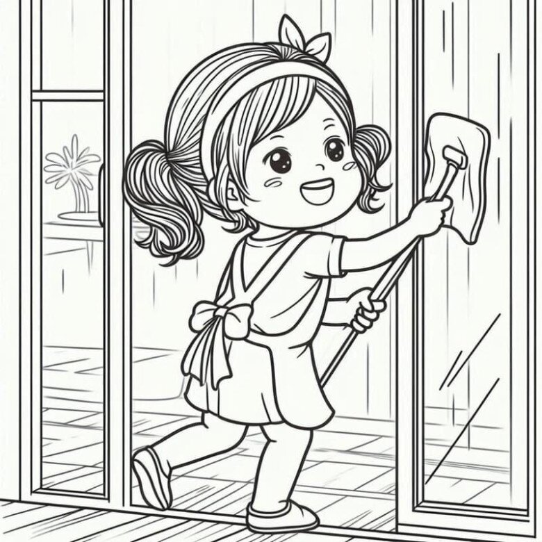 Tranh tô màu dạy tập làm việc nhà giúp bố mẹ, nuôi dưỡng tính tự lập - 9