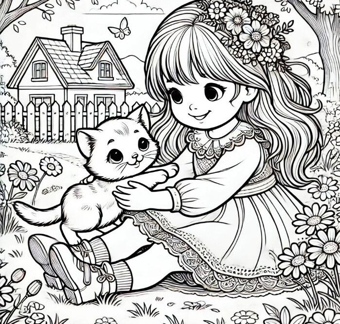 Tranh tô màu bé chơi với thú cưng giúp nuôi dưỡng lòng đồng cảm, gần gũi với các loài vật - 1