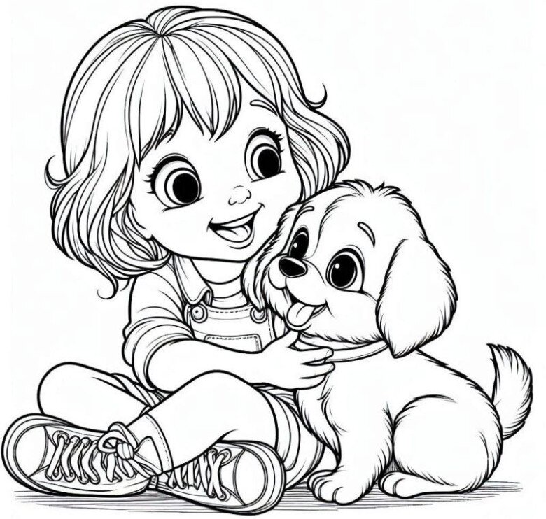 Tranh tô màu bé chơi với thú cưng giúp nuôi dưỡng lòng đồng cảm, gần gũi với các loài vật - 14