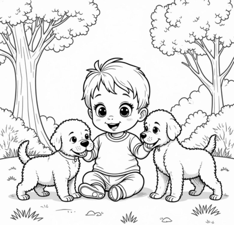 Tranh tô màu bé chơi với thú cưng giúp nuôi dưỡng lòng đồng cảm, gần gũi với các loài vật - 19