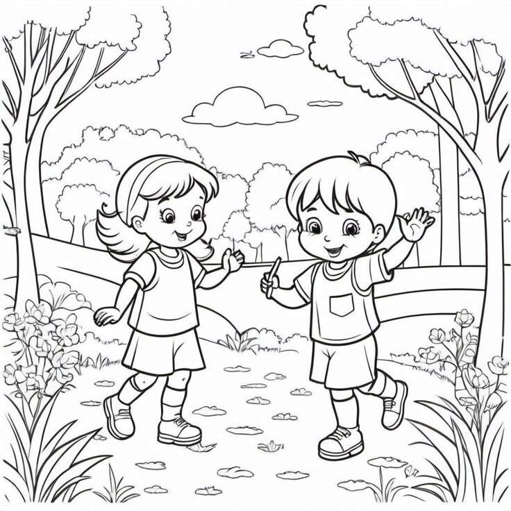 20 bức tranh tô màu về tình bạn, dạy bé biết kết bạn tốt mà chơi - 16