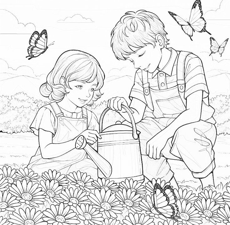 20 bức tranh tô màu về tình bạn, dạy bé biết kết bạn tốt mà chơi - 3