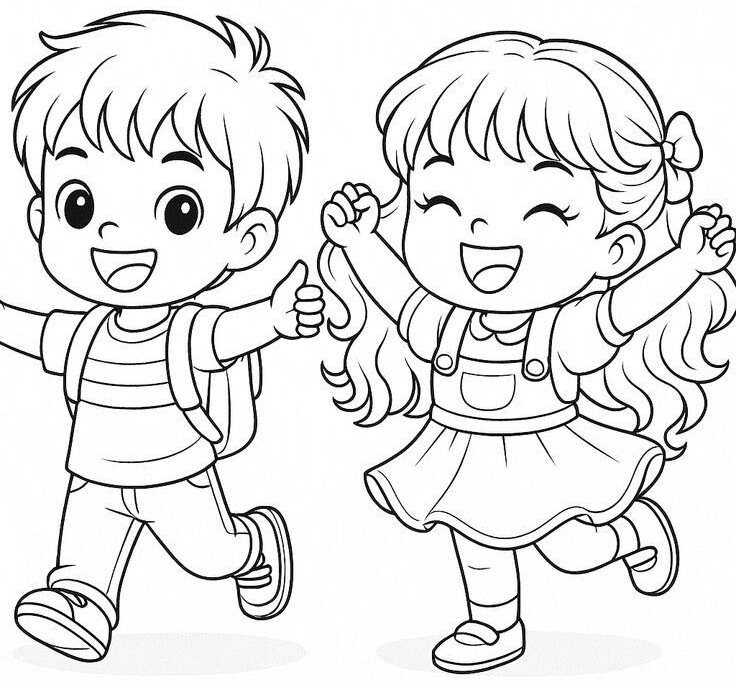 20 bức tranh tô màu về tình bạn, dạy bé biết kết bạn tốt mà chơi - 7