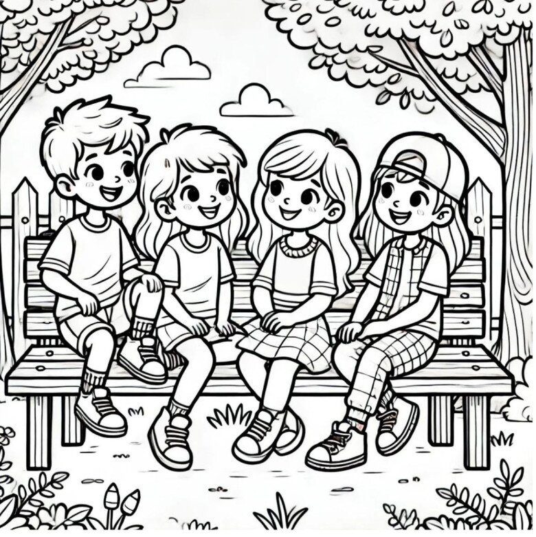 20 bức tranh tô màu về tình bạn, dạy bé biết kết bạn tốt mà chơi - 9