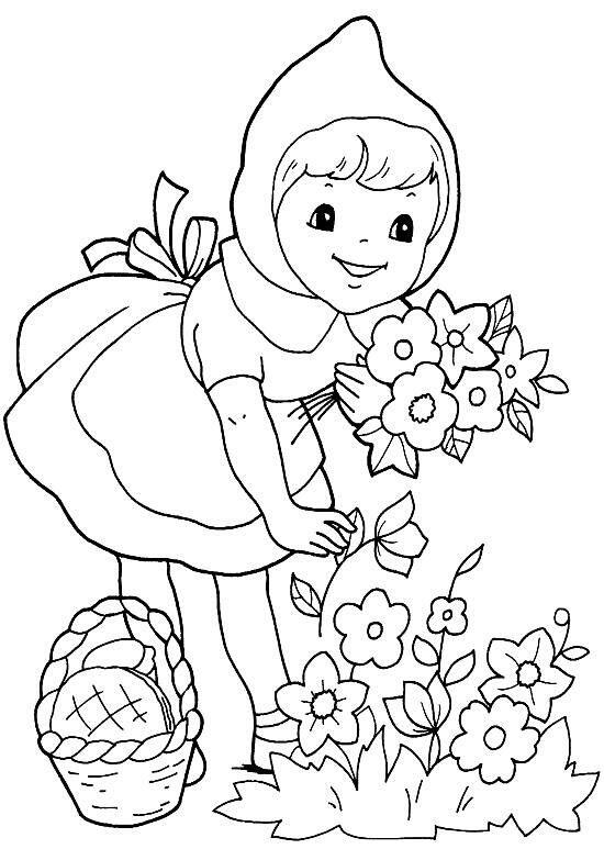 20 bức tranh tô màu cô bé quàng khăn đỏ, dạy bé cảnh giác với người xấu - 11