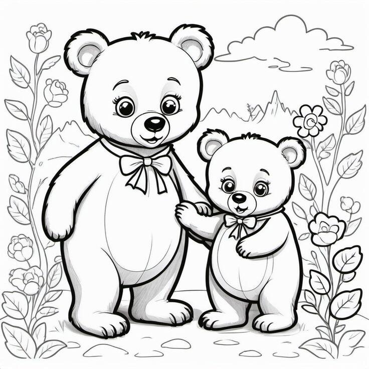 Tranh tô màu gấu đáng yêu, giúp bé phát triển tư duy hội họa - 17