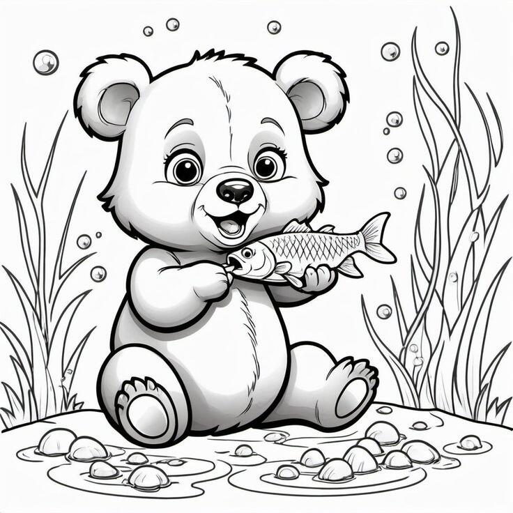 Tranh tô màu gấu đáng yêu, giúp bé phát triển tư duy hội họa - 19