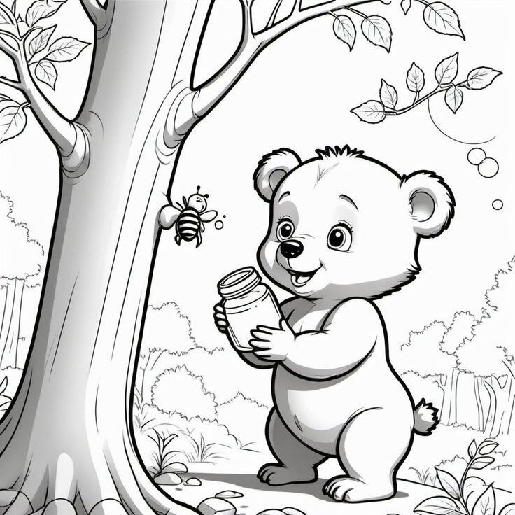 Tranh tô màu gấu đáng yêu, giúp bé phát triển tư duy hội họa - 20