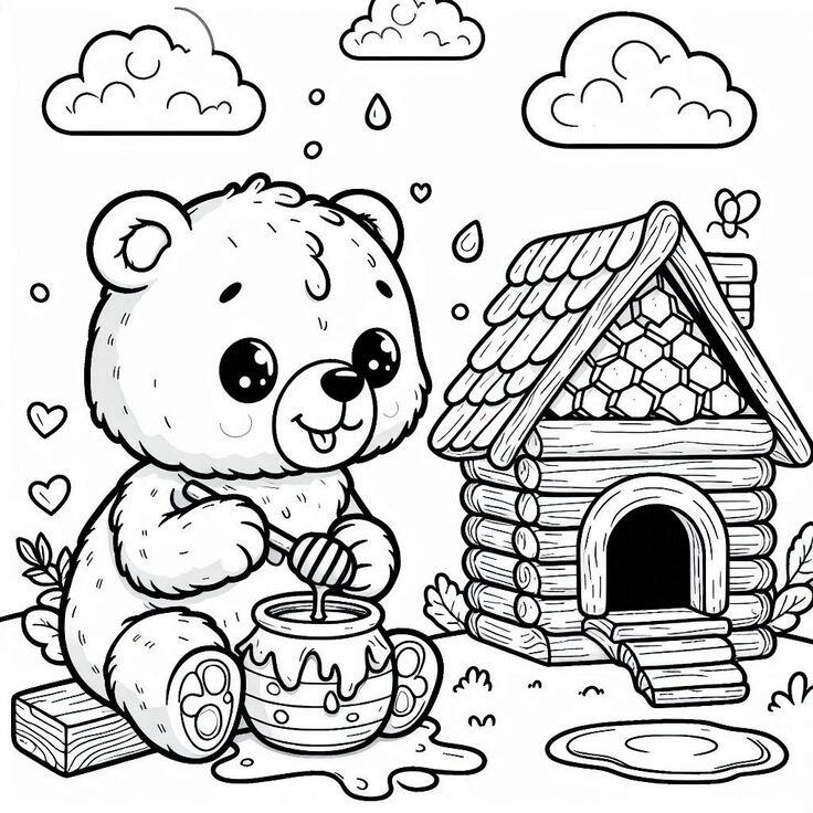 Tranh tô màu gấu đáng yêu, giúp bé phát triển tư duy hội họa - 8