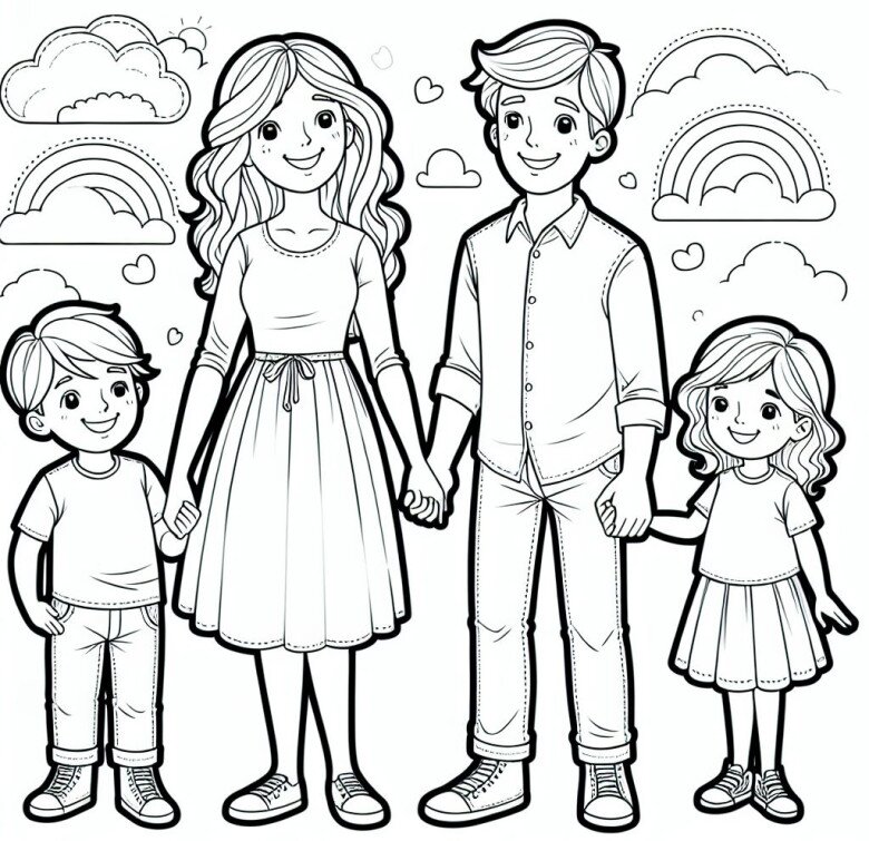 20 bức tranh tô màu gia đình, dạy bé biết yêu thương, gắn kết tình cảm - 1