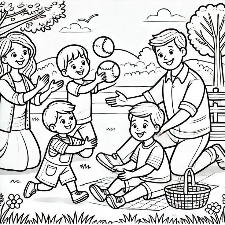 20 bức tranh tô màu gia đình, dạy bé biết yêu thương, gắn kết tình cảm - 9