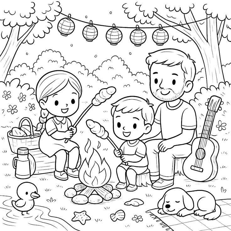 20 bức tranh tô màu gia đình, dạy bé biết yêu thương, gắn kết tình cảm - 13