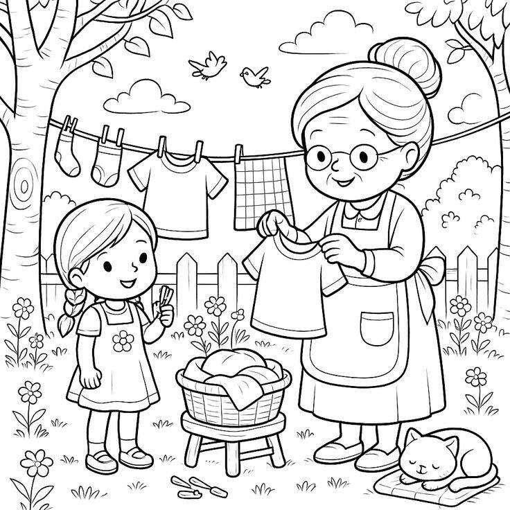 20 bức tranh tô màu gia đình, dạy bé biết yêu thương, gắn kết tình cảm - 14