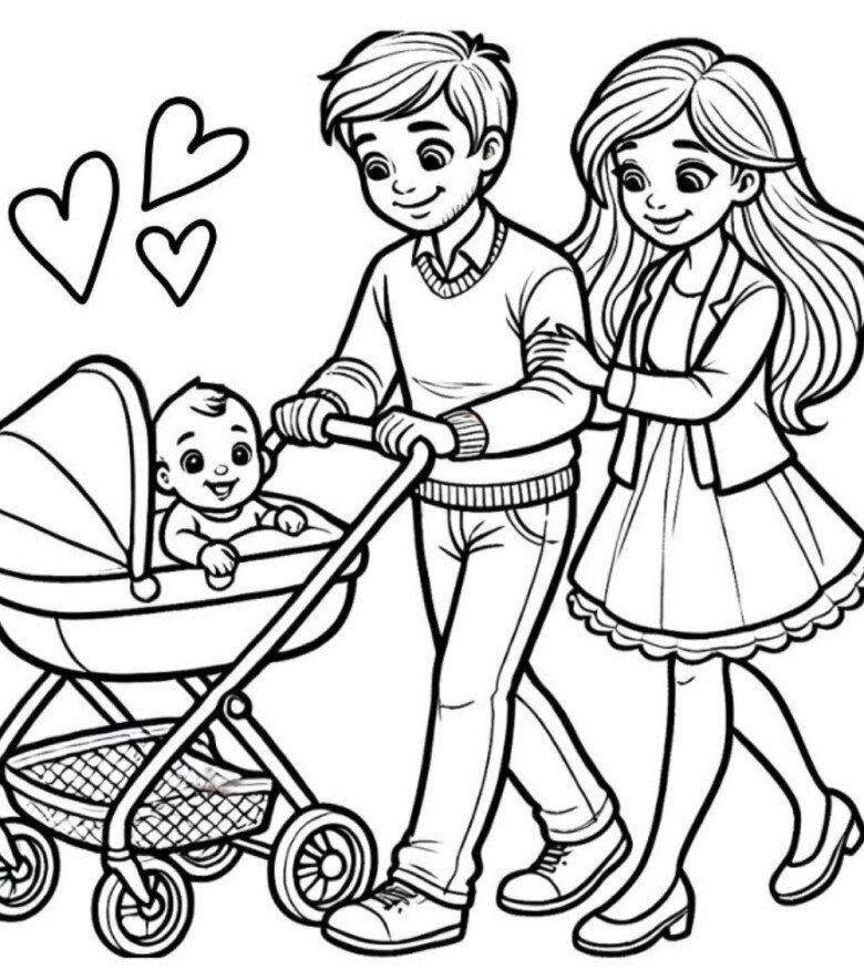 20 bức tranh tô màu gia đình, dạy bé biết yêu thương, gắn kết tình cảm - 2