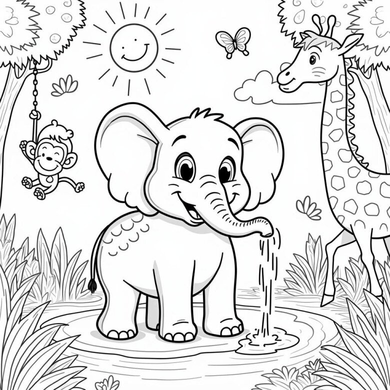 20 bức tranh tô màu thế giới động vật hoang dã, tặng bé tự do sáng tạo - 12