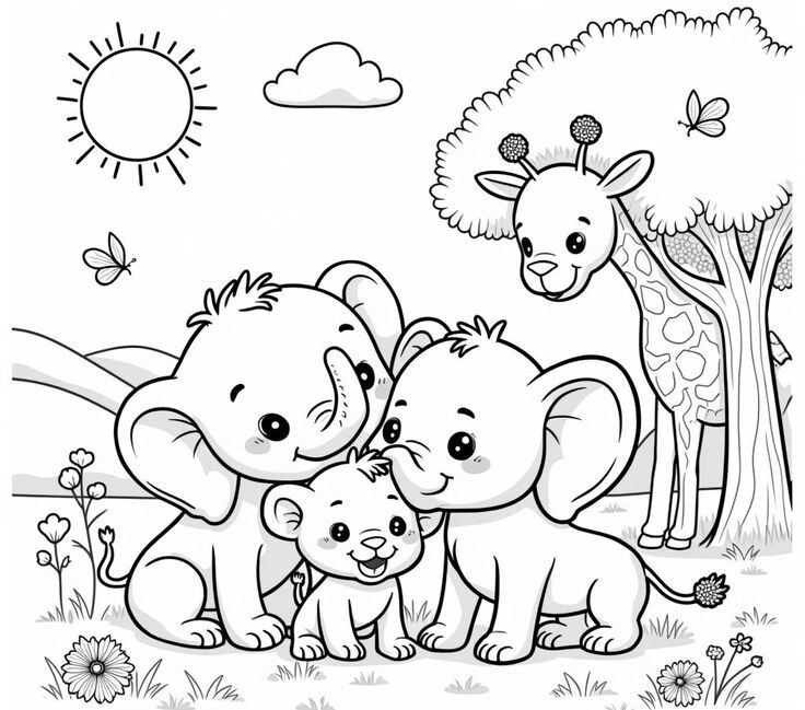 20 bức tranh tô màu thế giới động vật hoang dã, tặng bé tự do sáng tạo - 13