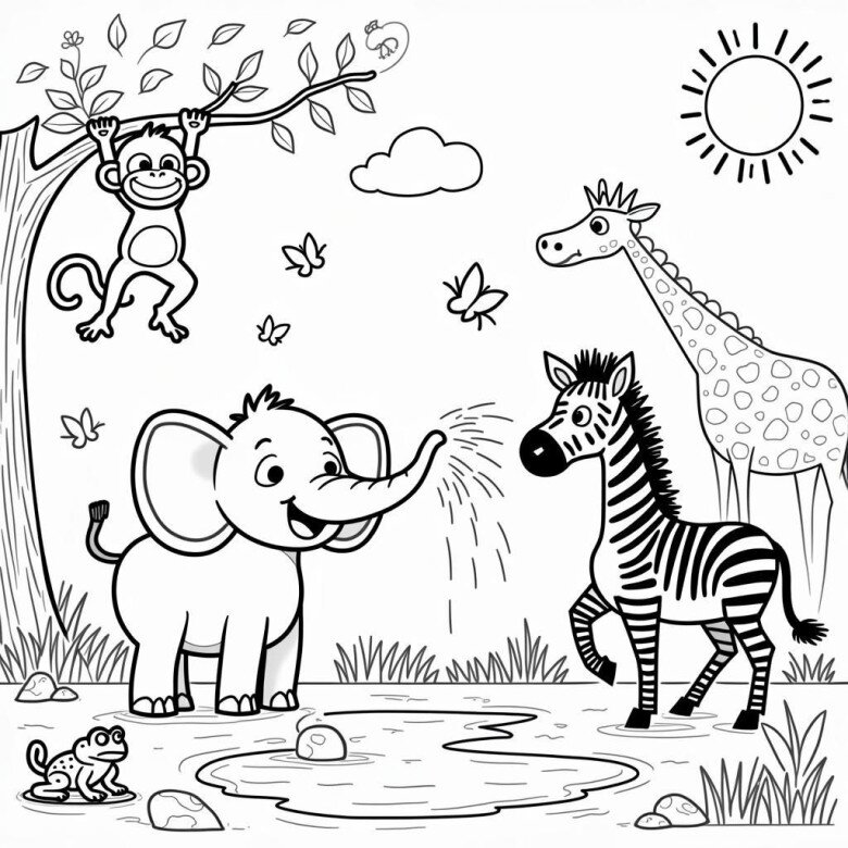 20 bức tranh tô màu thế giới động vật hoang dã, tặng bé tự do sáng tạo - 1