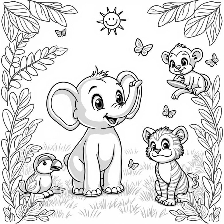 20 bức tranh tô màu thế giới động vật hoang dã, tặng bé tự do sáng tạo - 17