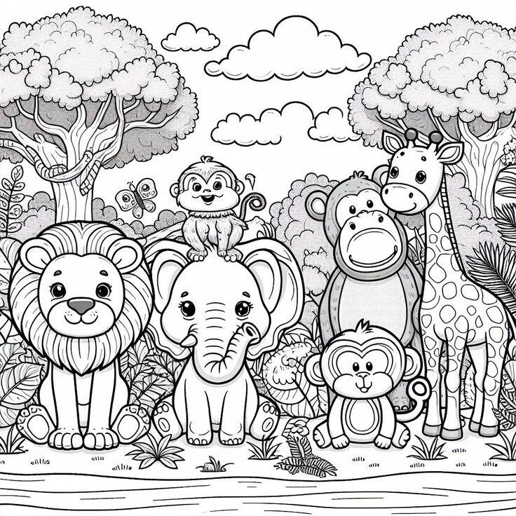 20 bức tranh tô màu thế giới động vật hoang dã, tặng bé tự do sáng tạo - 4