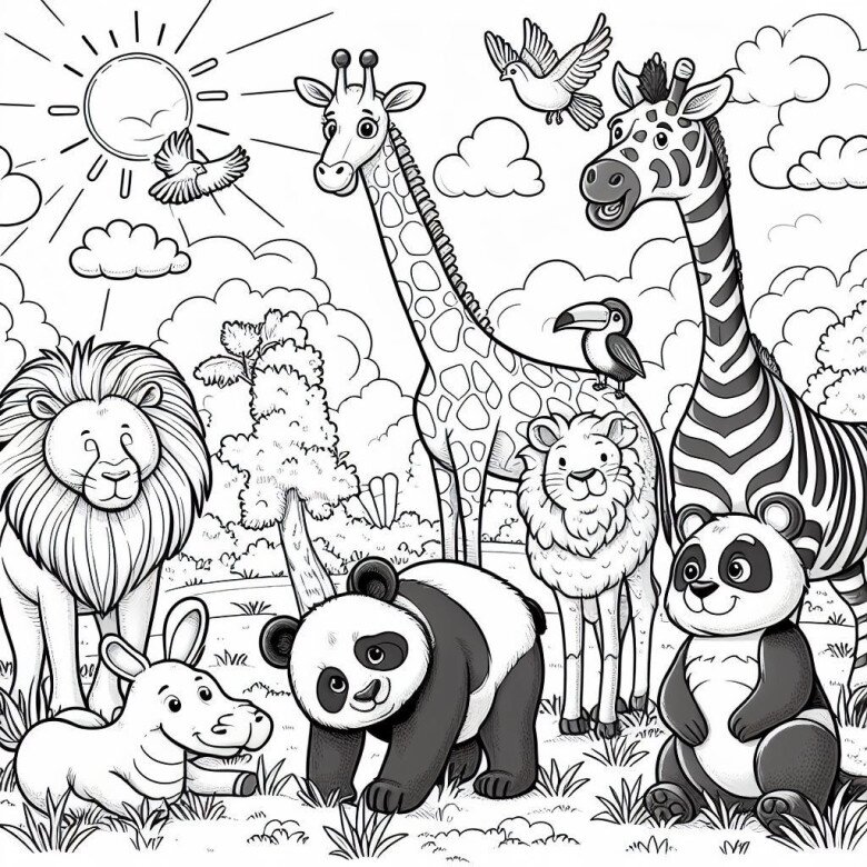 20 bức tranh tô màu thế giới động vật hoang dã, tặng bé tự do sáng tạo - 20