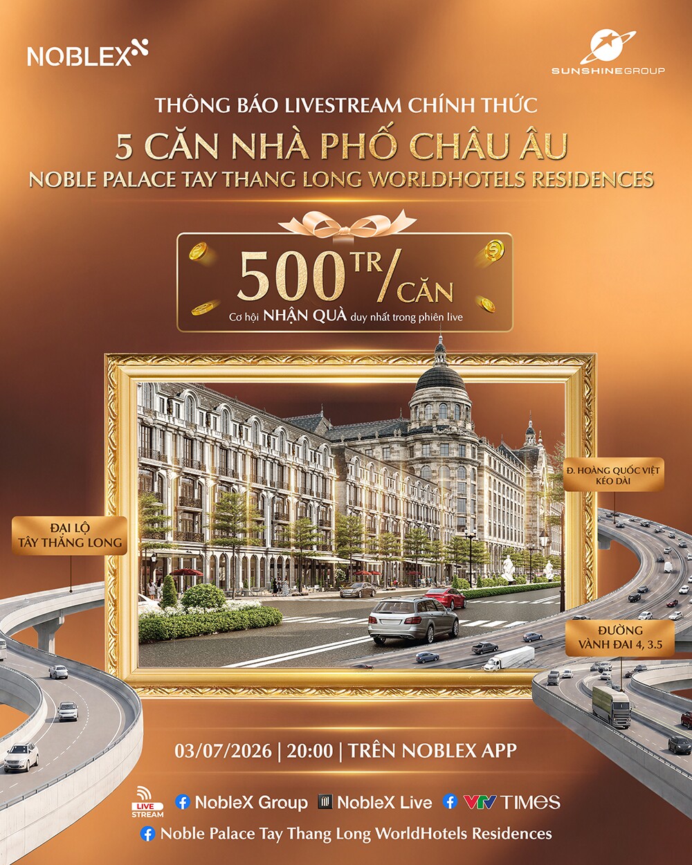 Tối 3/7, Sunshine Group livestream Noble Palace Tay Thang Long WorldHotels Residences, quà tặng ưu đãi lên tới 500 triệu/căn - 1