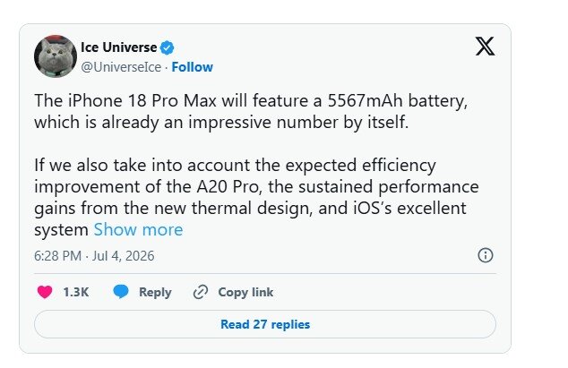 iPhone 18 Pro Max vẫn tuyệt vời dù không có viên pin lớn - 2