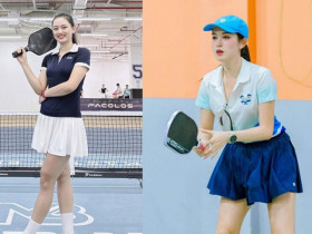 Hoa khôi bóng chuyền Thu Hoài vô địch pickleball, Á hậu Huyền My rạng rỡ dù phải 