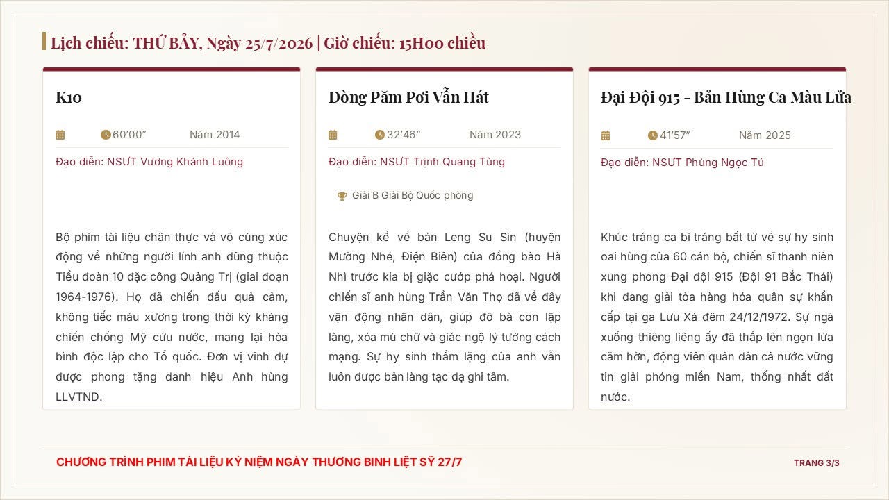Chiếu 9 bộ phim tài liệu nhân kỷ niệm 79 năm Ngày Thương binh - Liệt sĩ - 4