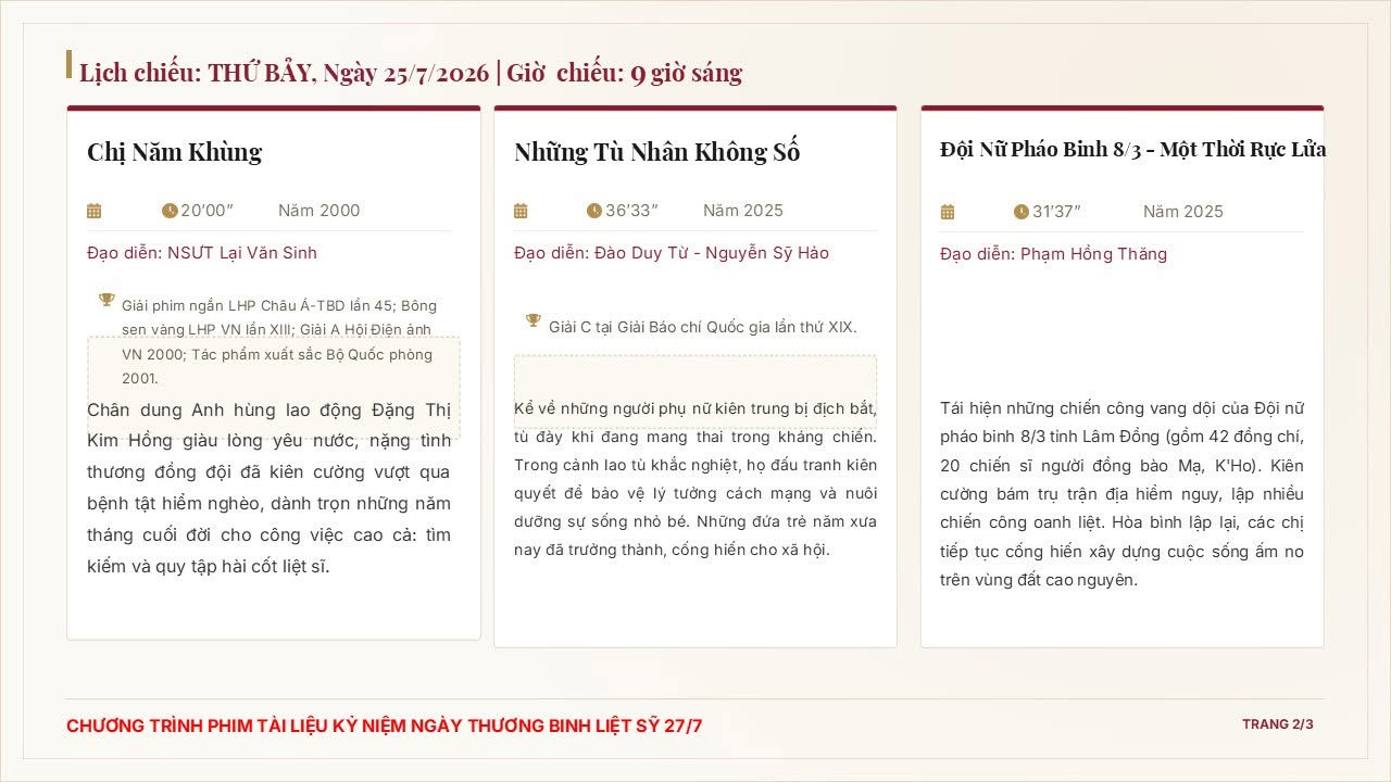 Chiếu 9 bộ phim tài liệu nhân kỷ niệm 79 năm Ngày Thương binh - Liệt sĩ - 3