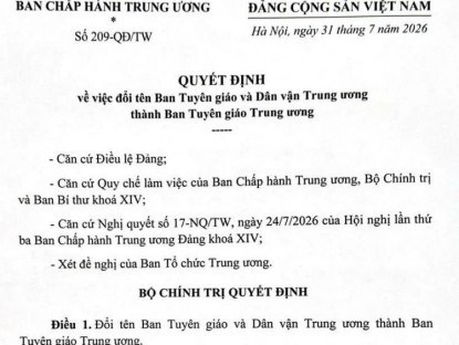 Tin Tức - Sử dụng tên gọi chính thức "Ban Tuyên giáo Trung ương" từ 1/8