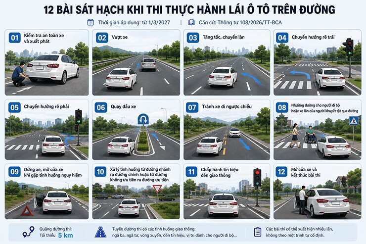 Từ 3/2027, thi bằng lái ô tô có thêm bài vượt xe, chuyển làn và trả làn - 2
