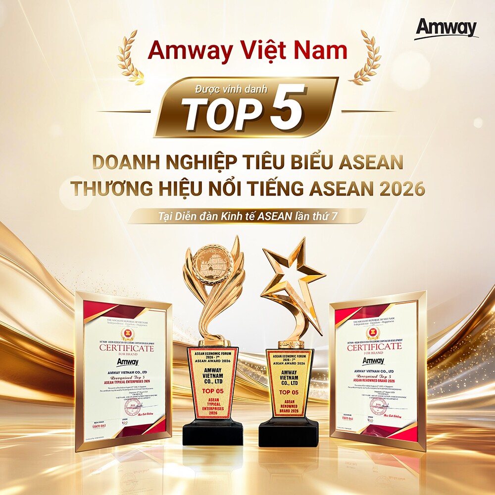 Amway Việt Nam được vinh danh Top 5 doanh nghiệp tiêu biểu ASEAN và Top 5 thương hiệu/ sản phẩm nổi tiếng ASEAN 2026 - 2