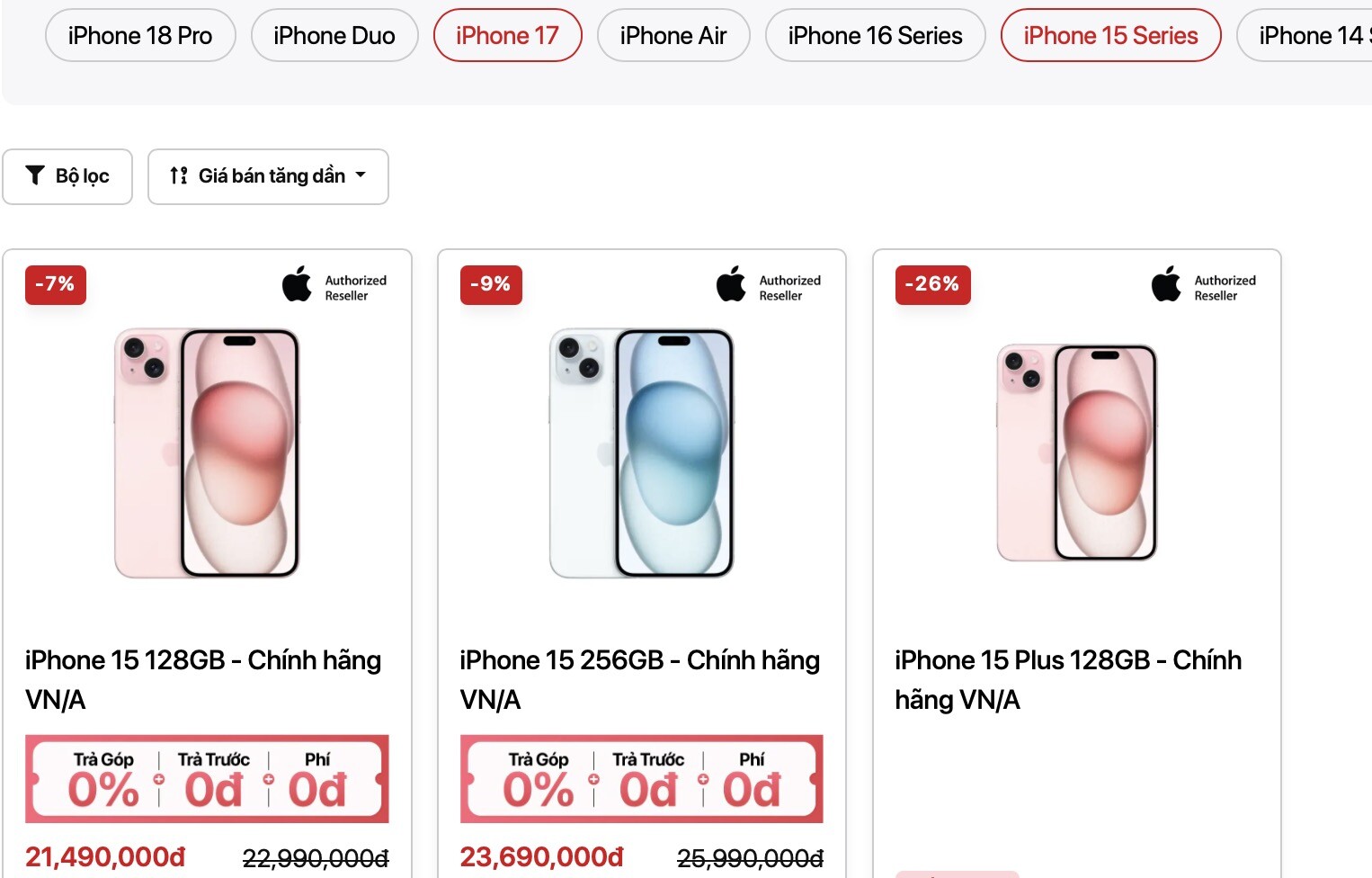 Giá iPhone 15 tăng "sốc", chỉ còn 2 lựa chọn trên kệ hàng - 1