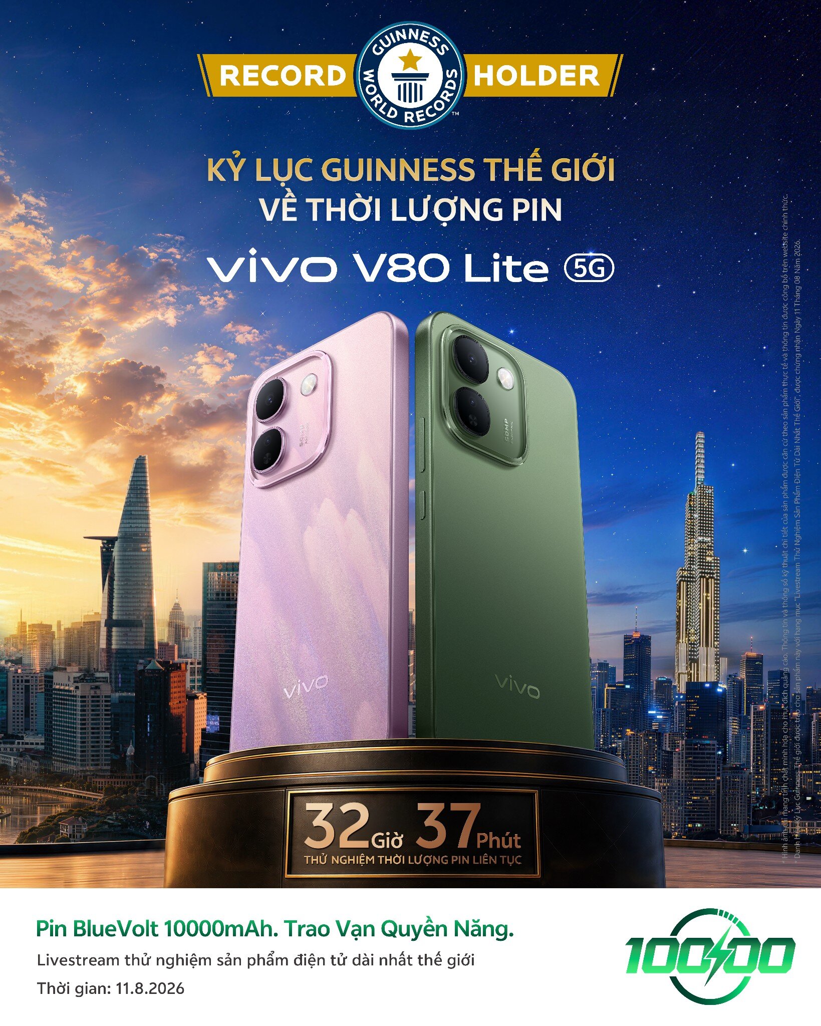 vivo V80 Lite 5G chính thức ra mắt: Mang điện thoại pin 10.000mAh đạt KỶ LỤC GUINNESS THẾ GIỚI™ đến với người dùng Việt. - 1