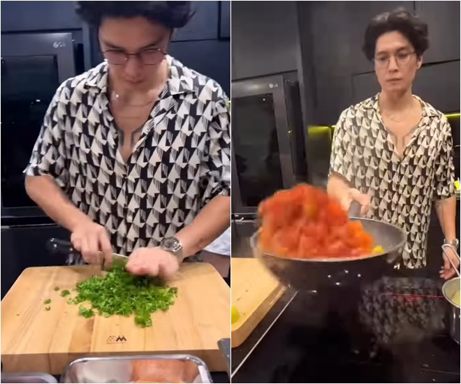 Chồng Ngô Thanh Vân nấu ăn mừng tin vui của bà xã, vẻ mặt mẹ vợ gây chú ý - 2