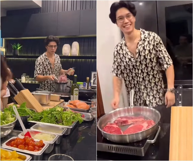 Chồng Ngô Thanh Vân nấu ăn mừng tin vui của bà xã, vẻ mặt mẹ vợ gây chú ý - 3