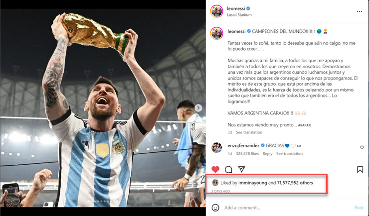Messi lập kỷ lục “vô tiền khoáng hậu” trên Instagram - 1