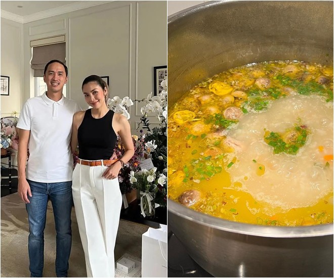 "Nàng dâu hào môn" Tăng Thanh Hà khoe nấu cháo gà, cho thứ này vào cháo cực thơm lại bổ dưỡng - 1
